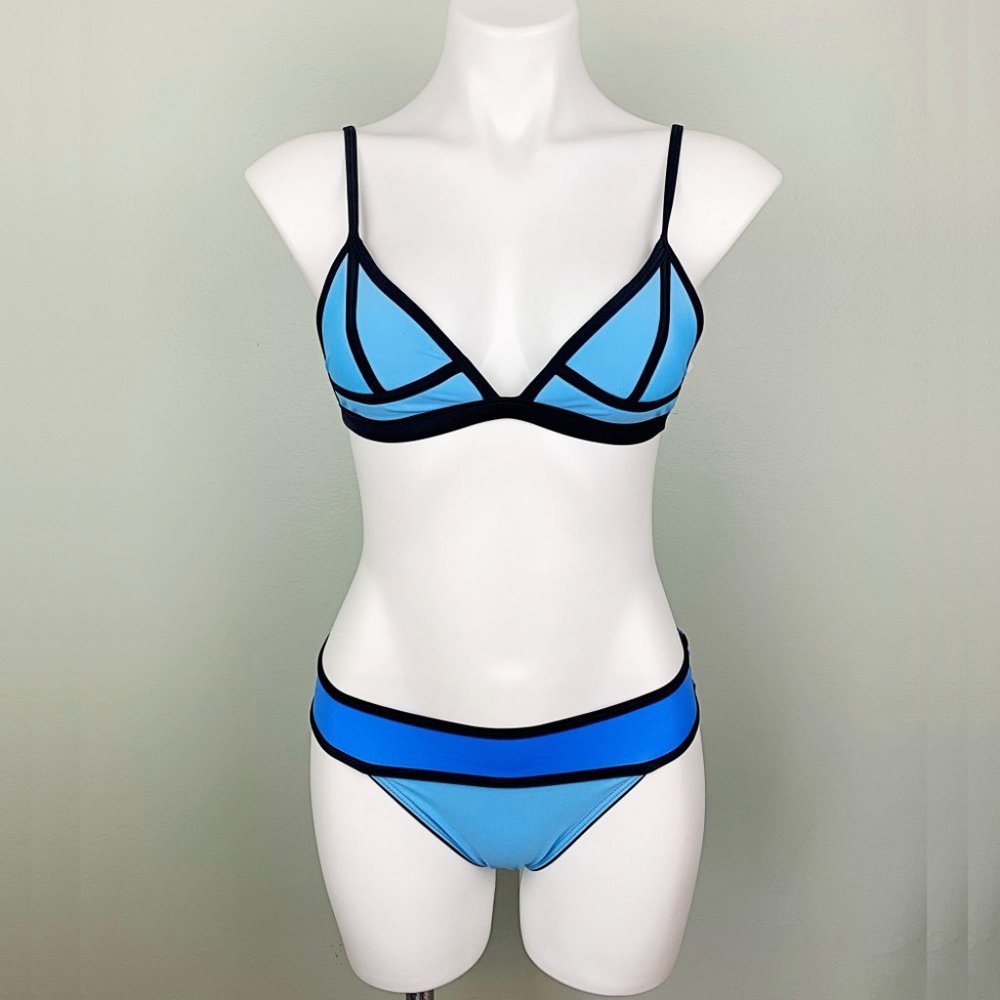 Colorblock Piped Banded Triangle Cheeky Bikini - Picture 3 of 5